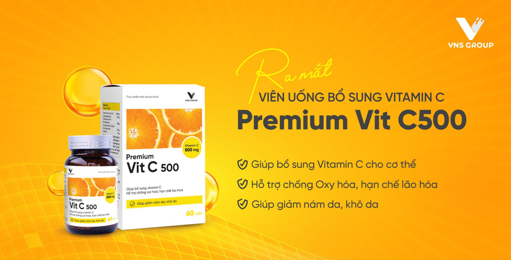Ra mắt Premium Vit C500 – Viên uống bổ sung Vitamin C, tăng cường sức khỏe, hỗ trợ làm đẹp da hiệu quả!